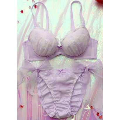 パリーゼ Palissee 【EFカップ】パステルオーロラレース 3/4カップブラ&ショーツ【返品不可商品】 (パープル)