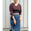 ジュエローブ Jewelobe ポロカラーUネック変形ショートプルオーバー (ブラウン)