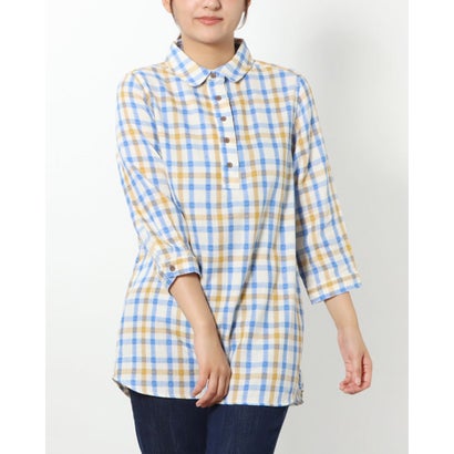 デビュー DEBUTTO 2重ガーゼシャツチュニック (イエロー×ブルーチェック)