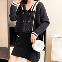 ショッピングゴー shoppinggo ニットセットアップ レディース セーターセット 厚手 秋冬セーター2点上下セット (ブラック)