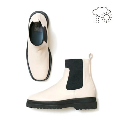 【撥水レザー】エマ フランシス Emma Francis トラックソール サイドゴアブーツ (アイボリー レザー)