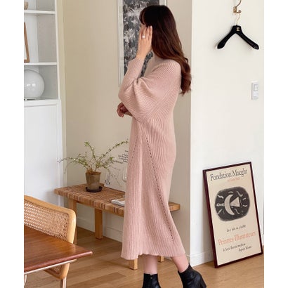 ヴィータフェリーチェ VitaFelice プチハイネックニットワンピース (PINK)