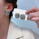 ショッピングゴー shoppinggo ピアス レディース 四角 キラキラ かわいい 人気アクセサリー イヤリング 二次会 結婚式 (ブラック)