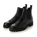 【本革 / 日本製】 バークレー BARCLAY 厚底タンクソール ウイングチップデザイン サイドゴアブーツ (BLK2)