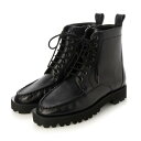 【本革 / 日本製】 バークレー BARCLAY 厚底タンクソール モカシンスタイル レースアップブーツ (BLK)