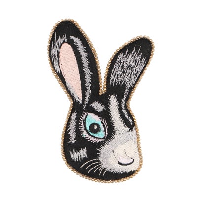 カンカン KANKAN うさぎ刺繍ミラー （ブラック）