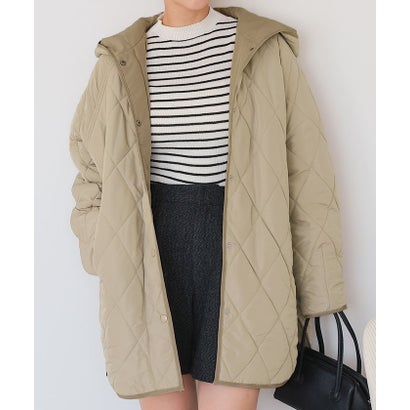 ティティベイト titivate フーデットキルティングショートコート （グレージュ）