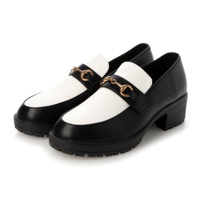 サンエープラスフェミニン AAA+ feminine 厚底ビットローファー/3584 （ブラックホワイト）