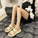 ショッピングゴー shoppinggo 厚底 サンダル レディース スリッパ 履きやすい フラットサンダル ミュール 美脚 ぺたんこ 夏サンダル (ベージュ)