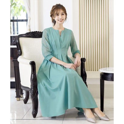 ガール GIRL レーススリーブXラインキーネック結婚式ワンピースドレス (ライトグリーン) ガール GIRL レーススリーブXラインキーネック結婚式ワンピースドレス (ライトグリーン)