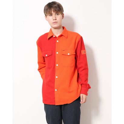 トミー ヒルフィガー TOMMY HILFIGER ブラッシュドプロッキングオーバーシャツ (マルチ)