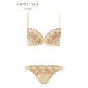 アモスタイル バイ トリンプ AMOSTYLE BY Triumph 3/4カップブラ ブラ&ショーツセット フラワーアレンジメント266 E【返品不可商品】 ...