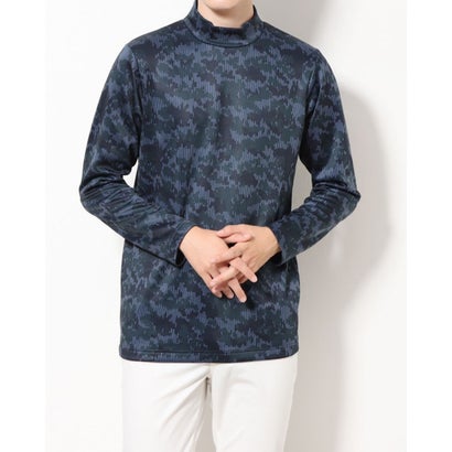 イグニオ IGNIO メンズ ゴルフ 長袖シャツ Mアイヒート裏起毛カモプリントモックネック IG-1L1532H-H （ネイビー）