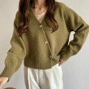カラウティア callautia callautia Vネックボタンニット (グリーン)(4)