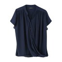 アクアガレージ aquagarage ブラウス シフォン カシュクール トップス (ネイビー)