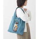 ジュビリー Jubilee ネコ刺繍 コーデュロイ トートバッグ (ブルー)