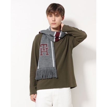 トミーヒルフィガー マフラー メンズ トミー ヒルフィガー TOMMY HILFIGER プレッピーフットボールマフラー （グレー）