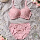 パリーゼ Palissee【脇高】カシュクールレース 3/4カップブラ&ショーツ【返品不可商品】 (ピンク)