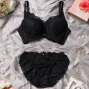 パリーゼ Palissee【EFカップ】【脇高】カシュクールレース 3/4カップブラ&ショーツ【返品不可商品】 (ブラック)