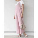 アクアガレージ aquagarage ワイドパンツ オールインワン (ペールピンク)