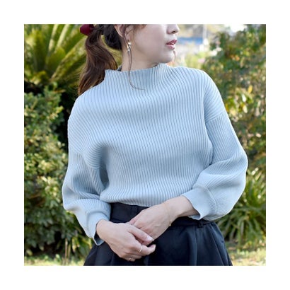 アクアガレージ aquagarage 長袖 ニット リブニット トップス ニット・セーター （ペールブルー）