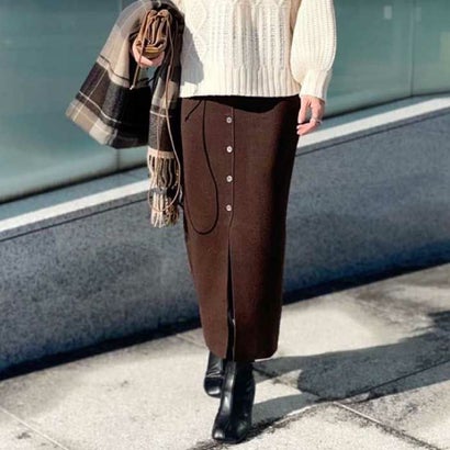 アクアガレージ aquagarage タイトスカート ボトムス ニットスカート （ダークブラウン）のサムネイル