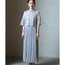 ドレスプラス DRESS+ ワンピース ドレス レース プリーツ パーティードレス 結婚式 (ライトグレー)
