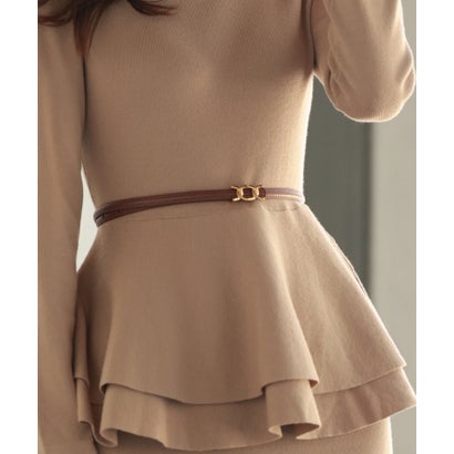 セゾンドパピヨン SAISON DE PAPILLON ゴールドバックル細ベルト （ブラウン）のサムネイル