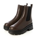 マフモフ Mafmof Mafmof(マフモフ)厚底トラックソールサイドゴアブーツ (ダークブラウン・PU)