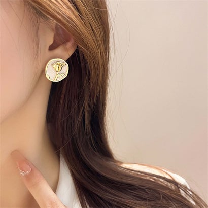 ゾエ ジェンコ Zoe Jenko ローズモチーフゴールドフレームピアス 9774 (GOLD)