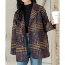テディショップ Teddyshop 『non-no1.2月合併号掲載商品 レディース ルーズシルエットチェック柄ショートコート (ブラウン×ブルー)