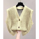 テディショップ Teddyshop レディース レトロチェックニットベスト (アイボリー)(4)