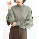 フィント 服 レディース フィント F i.n.t 【an another angelus】ラッフル使いスタンドカラーブラウス【洗える】 （KHAKI）