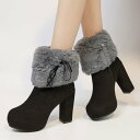 ファーブーツ ブーティー 太ヒール 韓国