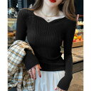 リブニットトップス レディース 大人秋服