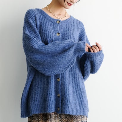 アクアガレージ aquagarage ボリュームスリーブカーディガン ニット トップス カーディガン ざっくりニット レディース 秋 冬 長袖 おしゃれ 羽織 厚手 前開き アウター （ブルー）のサムネイル