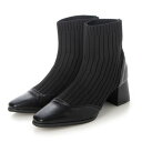 シックス CHICS スクエアトゥニットコンビショートブーツ (BLK)