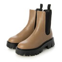 シックス CHICS 厚底トラックソールサイドゴアショートブーツ (BEG)