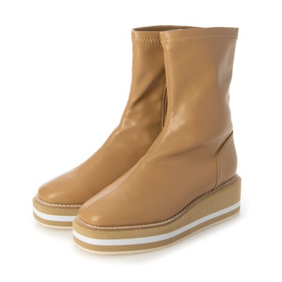 シックス CHICS ウェッジソールストレッチショートブーツ （BEG）