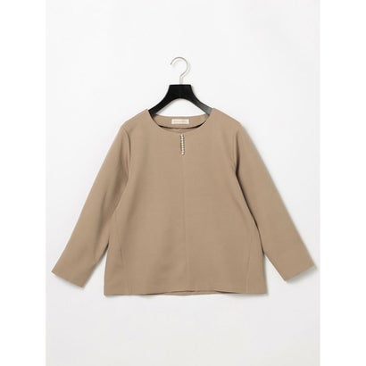 パーフェクトスーツファクトリー Perfect Suit FActory 【お仕事OK】パール付き 2WAYブラウス （ベージュ）