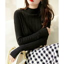 アミュレット Amulet ハーフハイネックリブニット レディース トップス 無地 長袖 秋服 冬服 10代 20代 30代 韓国ファッション 韓国 オフィスカジュアル キレイめ 上品 (ブラック)(4)