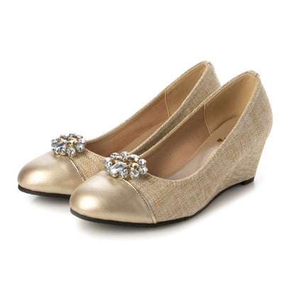 ムア MUA ビジュー飾り付き 2way ウェッジパンプス （ベージュ）