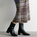 アクアガレージ aquagarage スクエアトゥショートブーツ (ブラック)