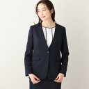 アンタイトル UNTITLED 【軽くて快適!】ウール混 ストレッチノーカラージャケット<マシンウォッシャブル/SETUP可能> (ダークネイビー(094))