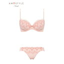 アモスタイル バイ トリンプ AMOSTYLE BY Triumph 谷間くっきり ブラ&ショーツセット カラフルデイジー 263 Eカップ【返品不可商品】 (ピンク)(4)