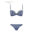 アモスタイル バイ トリンプ AMOSTYLE BY Triumph 谷間くっきり ブラ&ショーツセット カラフルデイジー 263 B-Dカップ【返品不可商品】 (コスミックブルー)