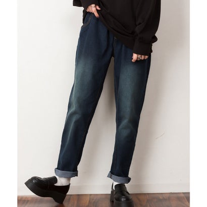 アットワン atONE ウエストゴムテーパードデニムパンツ （ネイビー）