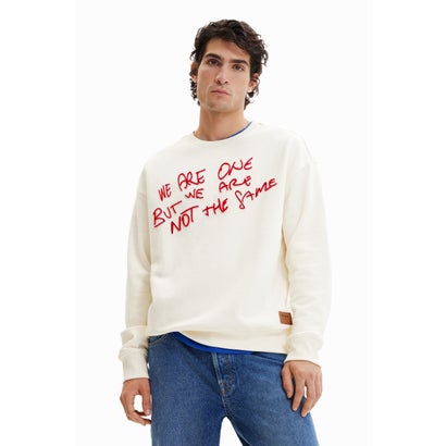 デシグアル Desigual フロックメッセージ スウェットシャツ (ホワイト)
