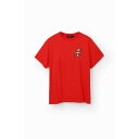 デシグアル Desigual 鳥モチーフ 半袖Tシャツ (ピンク/レッド)