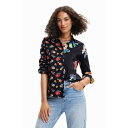 デシグアル Desigual 花柄 ハーフプリントシャツ (グレー/ブラック)